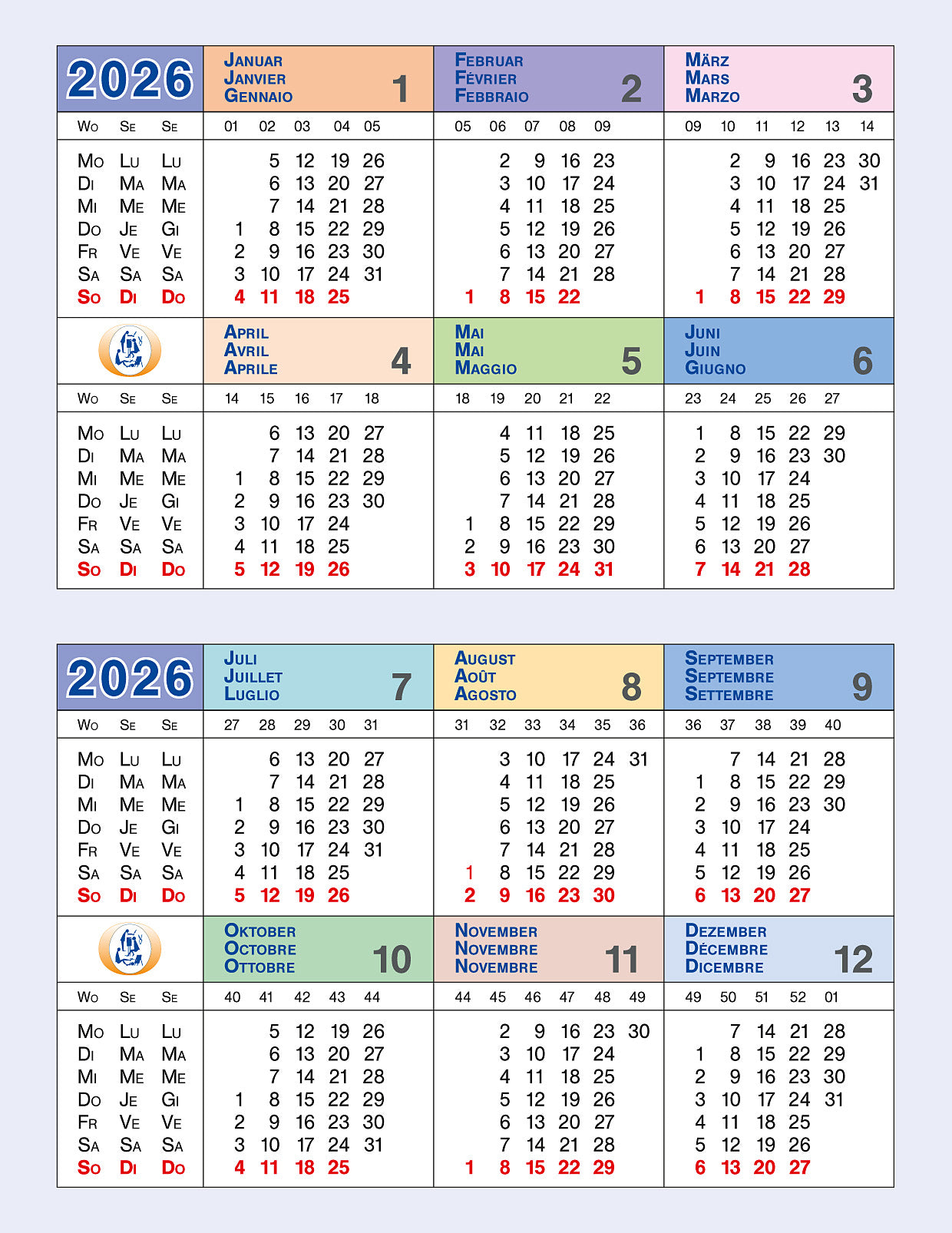 Calendario tascabile porta in legno 2026
