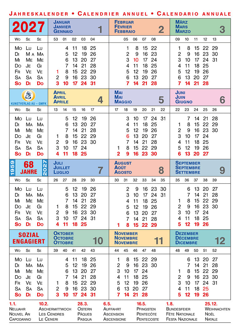Calendrier 2027