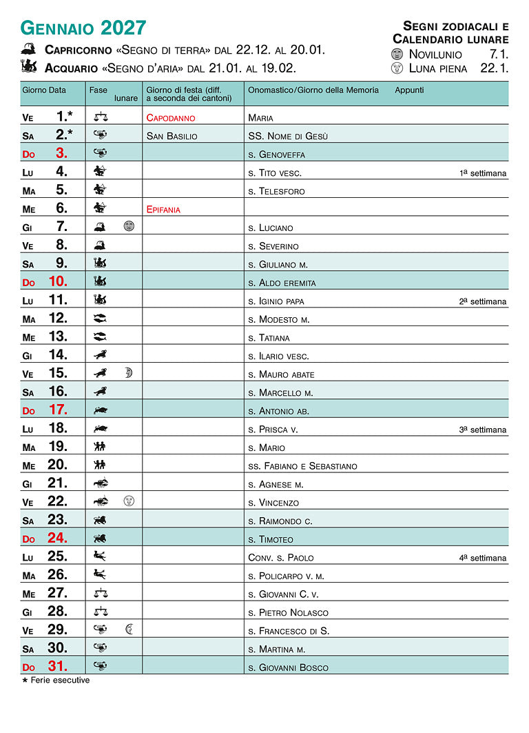 Calendrier 2027